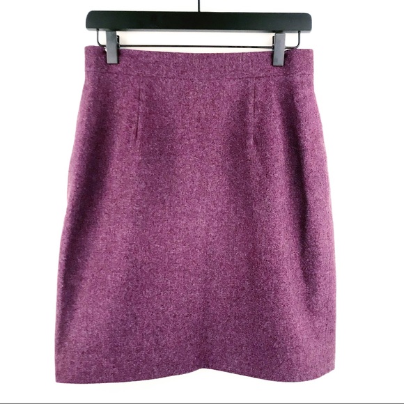 St John | Griffith Gray Lambswool Skirt Purple 8 - Picture 2 of 6